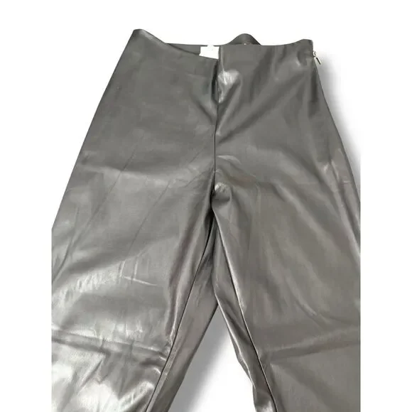 NWT French Connection Black Faux Leather Straight Leg Pants | Size 8 - Picture 8 of 9
